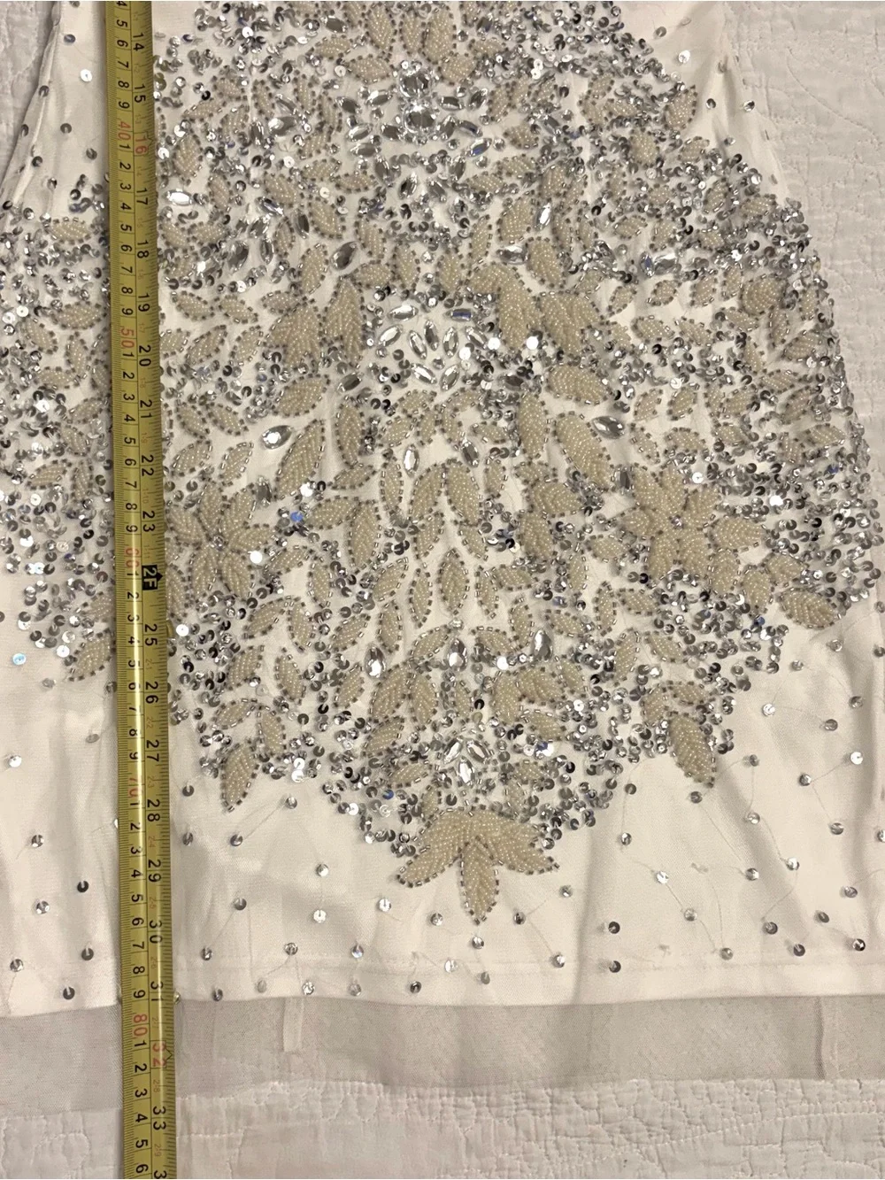Adrianna Papell Embellished White Beaded  Cocktail Dress sz 2